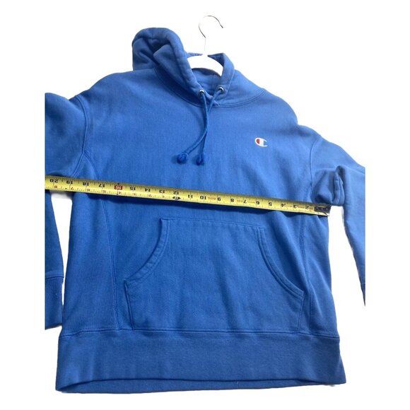 Champion Blue Pullover Hoodie Drawstring Sweatshirt Size Medium Pre-Owned Great - Picture 3 of 12
